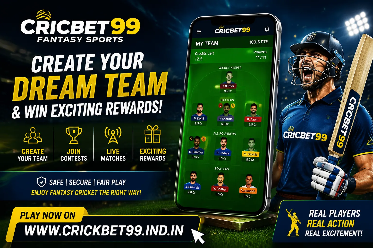 Cricbet99 Fantasy Sports Create Dream Teams & Play Online